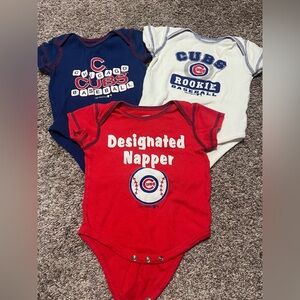 Chicago Cubs Bundle‎ of 3 Baby Bodysuit Set 6-9M Red, White & Blue